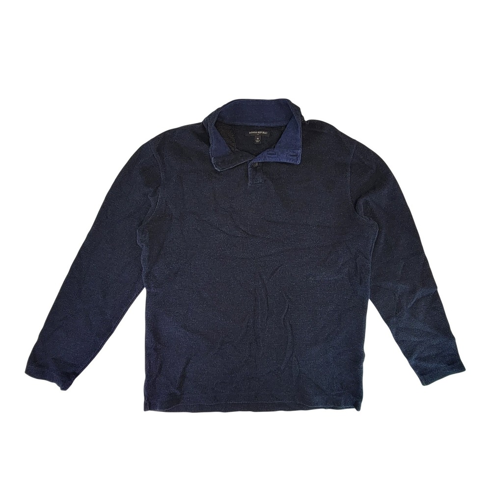 Banana Republic Men's Navy‎ Blue Quarter Snap Collar Sweater Size M